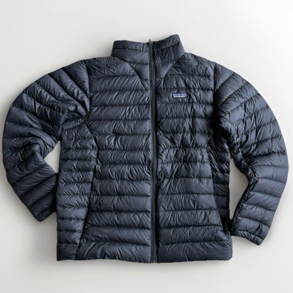 Patagonia Black Men's L Puffer Jacket Net Plus Shell Down GUC Full Zip